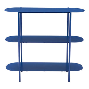 HomeRoots 36" Blue Steel Oval Console Table - Stylish 3-Tier Design for Entryways, Living Rooms & Offices 668873