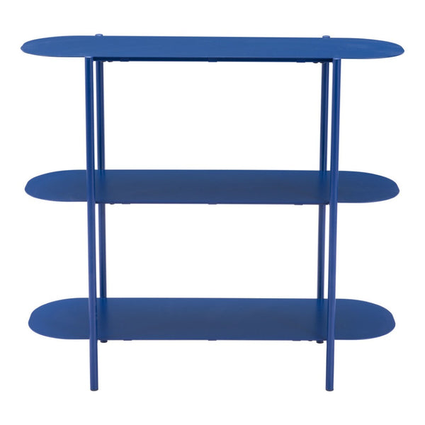 HomeRoots 36" Blue Steel Oval Console Table - Stylish 3-Tier Design for Entryways, Living Rooms & Offices 668873