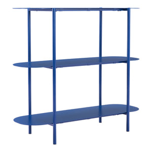 HomeRoots 36" Blue Steel Oval Console Table - Stylish 3-Tier Design for Entryways, Living Rooms & Offices 668873
