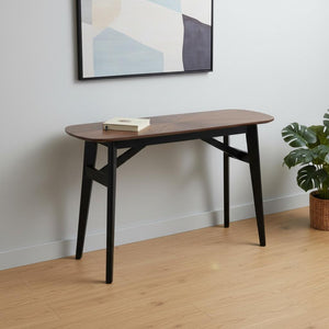 HomeRoots 48" Elegant Espresso and Black Solid Wood Oval Console Table for Narrow Spaces, Versatile Design 668874