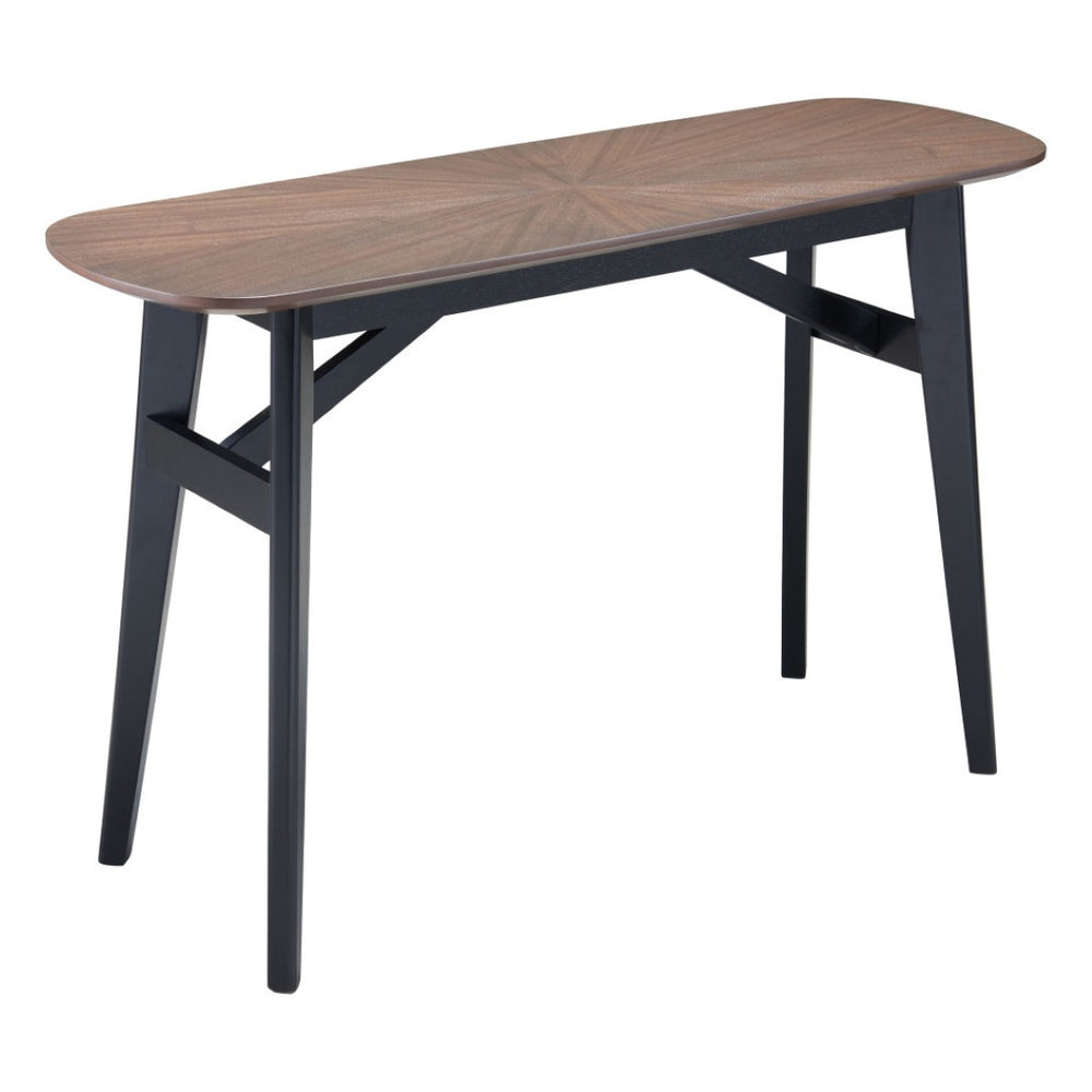 HomeRoots 48" Elegant Espresso and Black Solid Wood Oval Console Table for Narrow Spaces, Versatile Design 668874