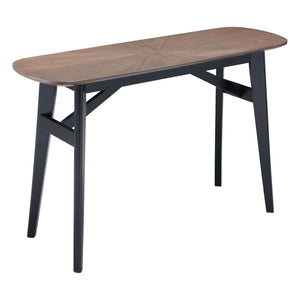 HomeRoots 48" Elegant Espresso and Black Solid Wood Oval Console Table for Narrow Spaces, Versatile Design 668874