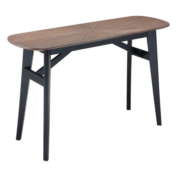 HomeRoots 48" Elegant Espresso and Black Solid Wood Oval Console Table for Narrow Spaces, Versatile Design 668874