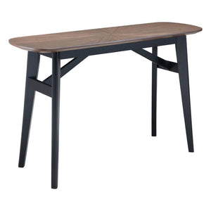 HomeRoots 48" Elegant Espresso and Black Solid Wood Oval Console Table for Narrow Spaces, Versatile Design 668874