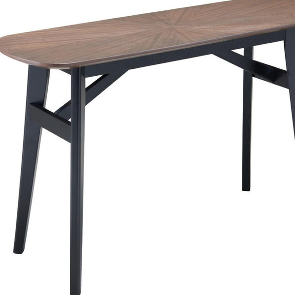 HomeRoots 48" Elegant Espresso and Black Solid Wood Oval Console Table for Narrow Spaces, Versatile Design 668874