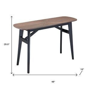 HomeRoots 48" Elegant Espresso and Black Solid Wood Oval Console Table for Narrow Spaces, Versatile Design 668874