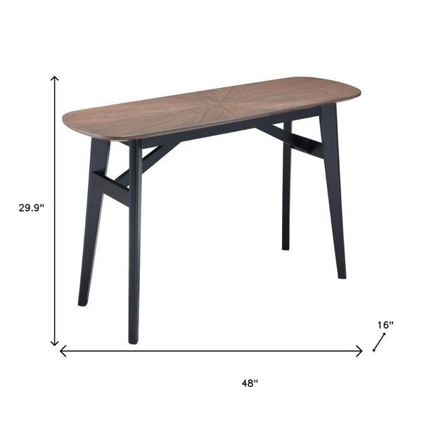 HomeRoots 48" Elegant Espresso and Black Solid Wood Oval Console Table for Narrow Spaces, Versatile Design 668874