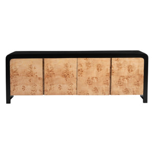 HomeRoots 67" Stylish Black and Natural Solid Wood Sideboard - Versatile Storage Cabinet for Any Room 668875