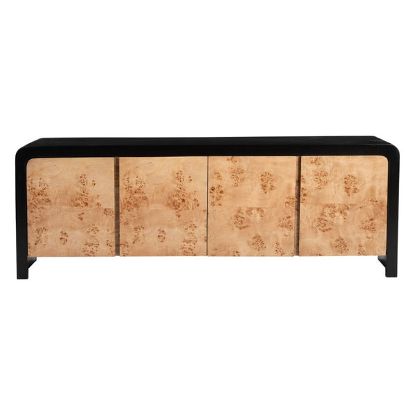 HomeRoots 67" Stylish Black and Natural Solid Wood Sideboard - Versatile Storage Cabinet for Any Room 668875