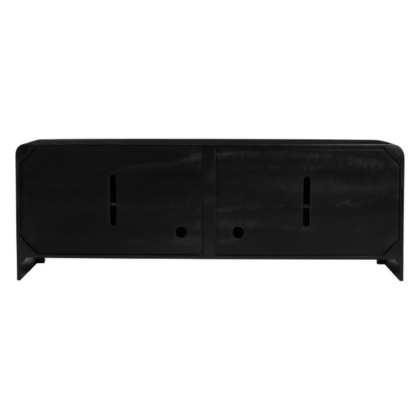 HomeRoots 67" Stylish Black and Natural Solid Wood Sideboard - Versatile Storage Cabinet for Any Room 668875