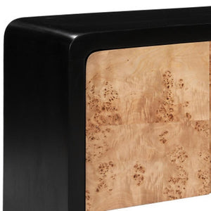 HomeRoots 67" Stylish Black and Natural Solid Wood Sideboard - Versatile Storage Cabinet for Any Room 668875
