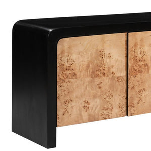 HomeRoots 67" Stylish Black and Natural Solid Wood Sideboard - Versatile Storage Cabinet for Any Room 668875