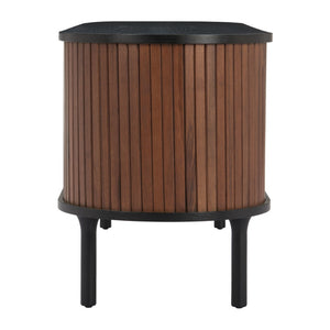 HomeRoots 60" Black And Walnut Ribbed Texture Sideboard - Stylish Storage Solution for Modern Interiors 668877