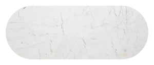 HomeRoots 50" Elegant White Marble and Brass Iron Oval Console Table - Stylish Two-Tier Design for Any Space 668878