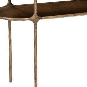 HomeRoots 50" Elegant White Marble and Brass Iron Oval Console Table - Stylish Two-Tier Design for Any Space 668878
