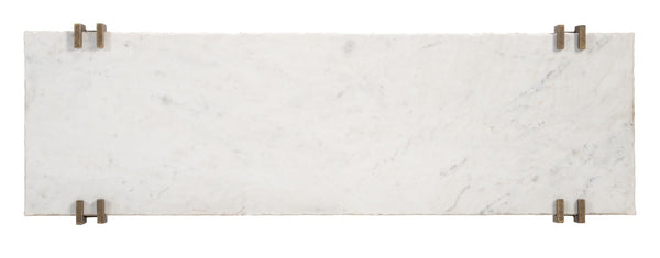 HomeRoots 55" White Marble Console Table with Bronze Iron Base – Elegant, Versatile Design for Any Space 668879
