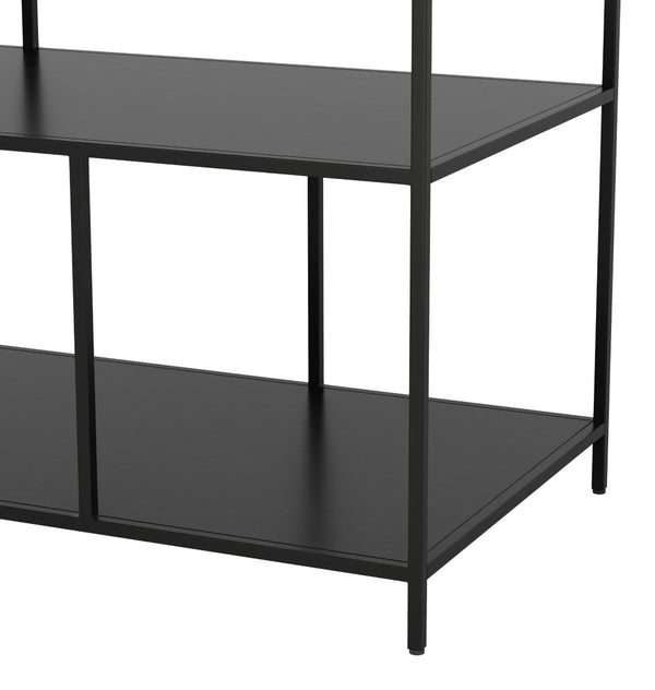 HomeRoots 54" Elegant White Marble Console Table with Black Steel Frame and Three-Tier Storage for Any Space 668881