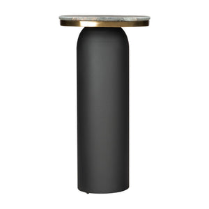 HomeRoots 43" Black and Gold Marble Console Table - Modern Double Pedestal Design for Versatile Home Decor 668882