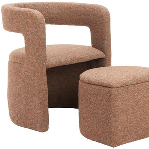 HomeRoots 26" Brown Upholstered Arm Chair & Ottoman Set – Stylish Comfort for Living Room & Office Spaces 668886