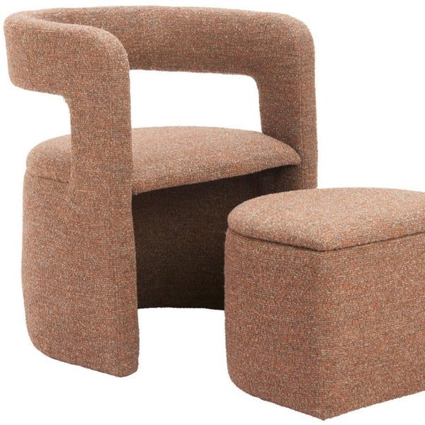 HomeRoots 26" Brown Upholstered Arm Chair & Ottoman Set – Stylish Comfort for Living Room & Office Spaces 668886