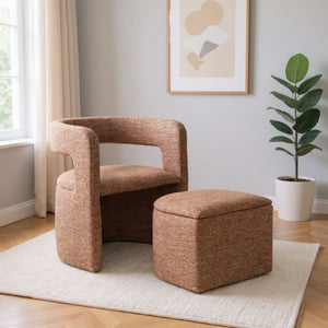 HomeRoots 26" Brown Upholstered Arm Chair & Ottoman Set – Stylish Comfort for Living Room & Office Spaces 668886