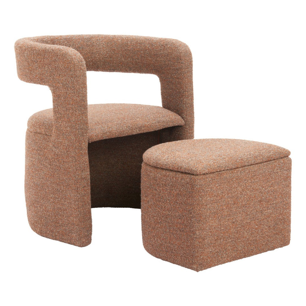 HomeRoots 26" Brown Upholstered Arm Chair & Ottoman Set – Stylish Comfort for Living Room & Office Spaces 668886