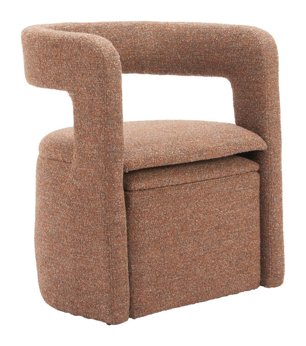 HomeRoots 26" Brown Upholstered Arm Chair & Ottoman Set – Stylish Comfort for Living Room & Office Spaces 668886