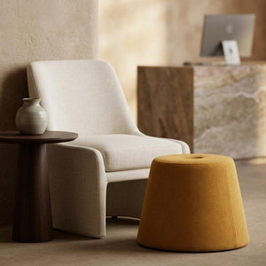 19 Inch Round Cone Pouf Upholstered Ottoman Accent Seat for Modern Living Room Decor
