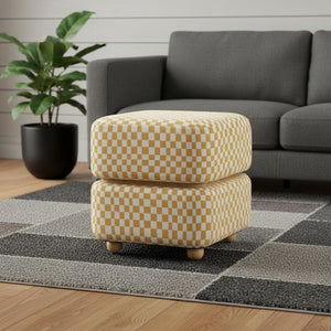 HomeRoots 19" Vibrant Yellow Fabric Ottoman - Stylish Footrest, Extra Seat, or Modern Table for Any Space 668897