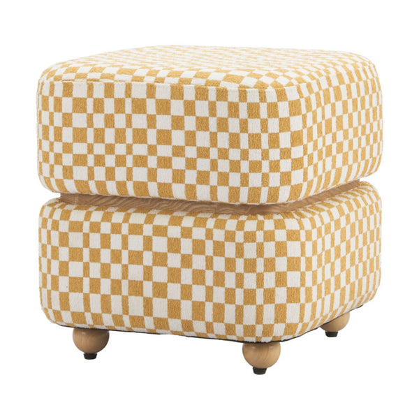 HomeRoots 19" Vibrant Yellow Fabric Ottoman - Stylish Footrest, Extra Seat, or Modern Table for Any Space 668897