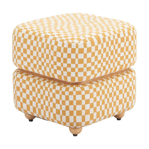 HomeRoots 19" Vibrant Yellow Fabric Ottoman - Stylish Footrest, Extra Seat, or Modern Table for Any Space 668897