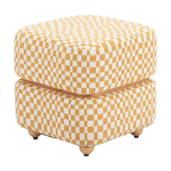 HomeRoots 19" Vibrant Yellow Fabric Ottoman - Stylish Footrest, Extra Seat, or Modern Table for Any Space 668897