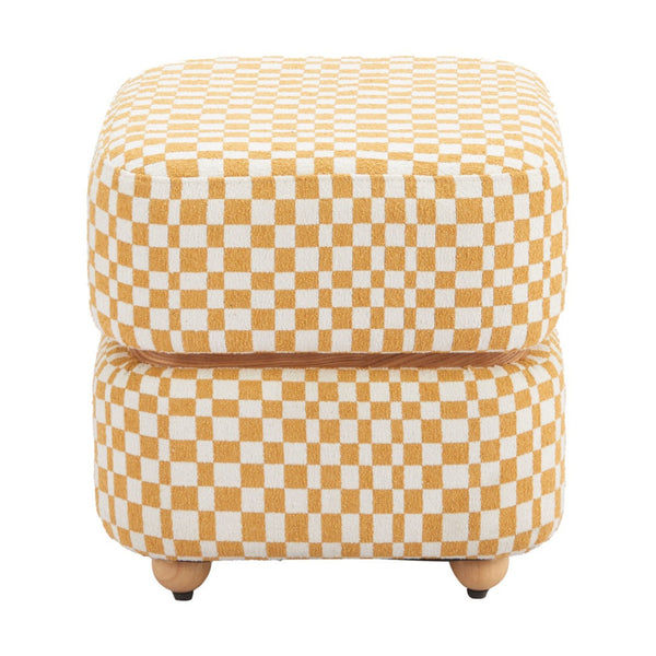 HomeRoots 19" Vibrant Yellow Fabric Ottoman - Stylish Footrest, Extra Seat, or Modern Table for Any Space 668897