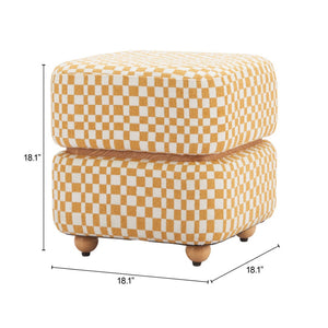 HomeRoots 19" Vibrant Yellow Fabric Ottoman - Stylish Footrest, Extra Seat, or Modern Table for Any Space 668897