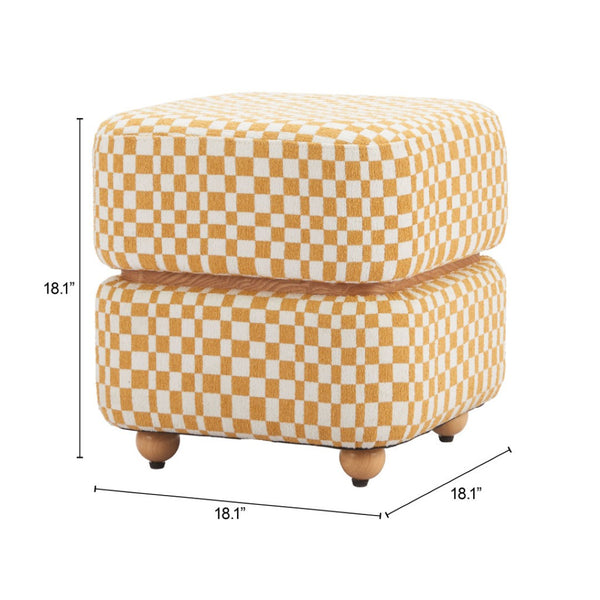 HomeRoots 19" Vibrant Yellow Fabric Ottoman - Stylish Footrest, Extra Seat, or Modern Table for Any Space 668897