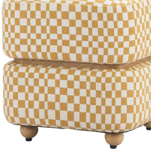 HomeRoots 19" Vibrant Yellow Fabric Ottoman - Stylish Footrest, Extra Seat, or Modern Table for Any Space 668897