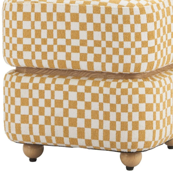 HomeRoots 19" Vibrant Yellow Fabric Ottoman - Stylish Footrest, Extra Seat, or Modern Table for Any Space 668897