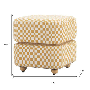 HomeRoots 19" Vibrant Yellow Fabric Ottoman - Stylish Footrest, Extra Seat, or Modern Table for Any Space 668897