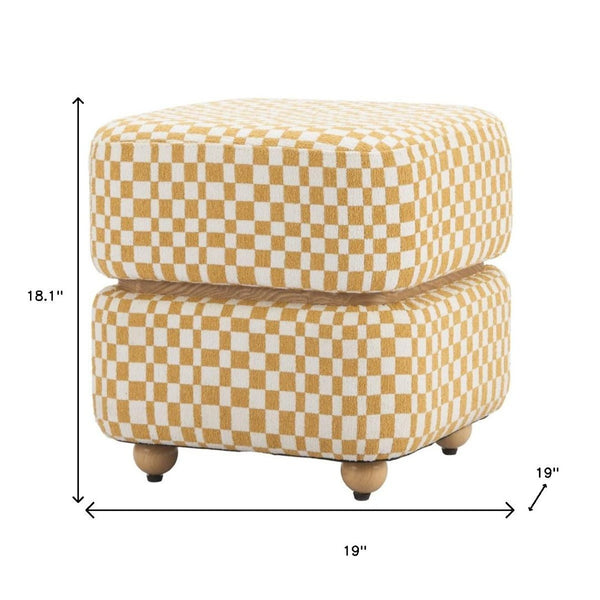 HomeRoots 19" Vibrant Yellow Fabric Ottoman - Stylish Footrest, Extra Seat, or Modern Table for Any Space 668897