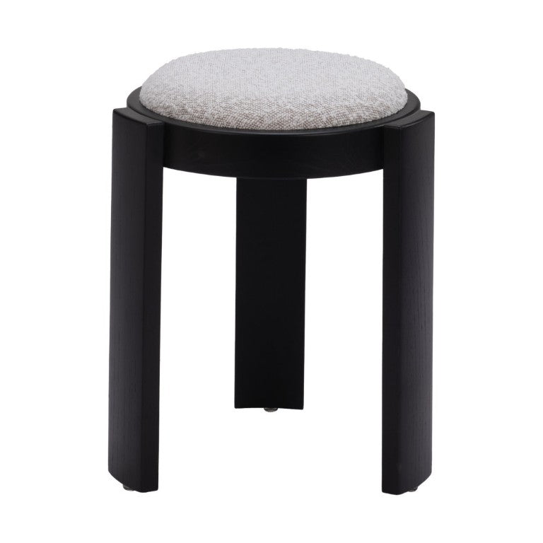 HomeRoots 15 Inch Round Upholstered Ottoman Compact Accent Seat for Living Room or Bedroom 668898