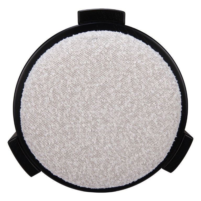 HomeRoots 15 Inch Round Upholstered Ottoman Compact Accent Seat for Living Room or Bedroom 668898