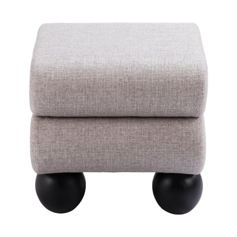 HomeRoots 20 Inch Square Upholstered Ottoman with Wood Frame for Living Room Accent Seating 668899