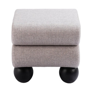 HomeRoots 20 Inch Square Upholstered Ottoman with Wood Frame for Living Room Accent Seating 668899