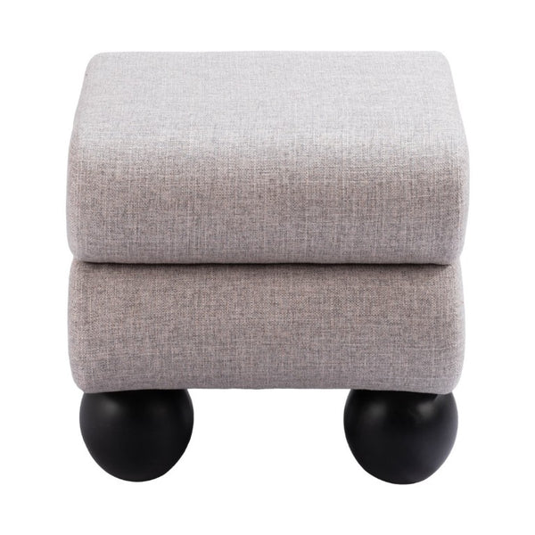 HomeRoots 20 Inch Square Upholstered Ottoman with Wood Frame for Living Room Accent Seating 668899