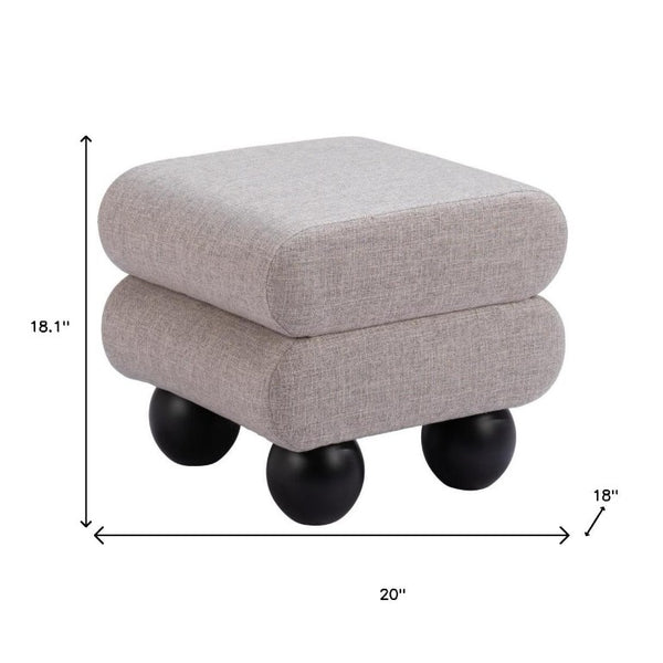 20 Inch Square Upholstered Ottoman with Wood Frame for Living Room Accent Seating