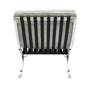 HomeRoots 29" Gray and Silver Folding Lounge Chair - Elegant Leather Upholstery, Stylish Tufting, Versatile Design 668907