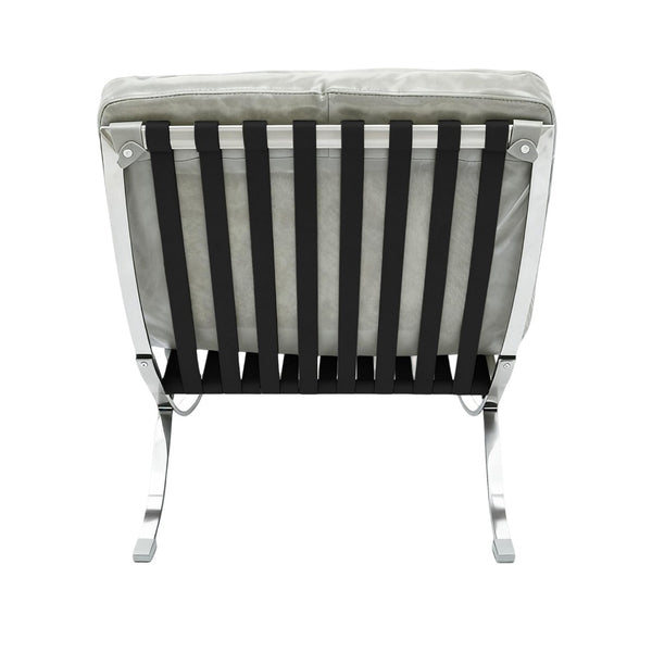 HomeRoots 29" Gray and Silver Folding Lounge Chair - Elegant Leather Upholstery, Stylish Tufting, Versatile Design 668907