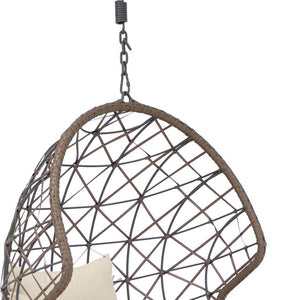 HomeRoots 35" Beige Steel Outdoor Egg Chair - Modern & Cozy Design with Detachable Cushions for Versatile Use 668921
