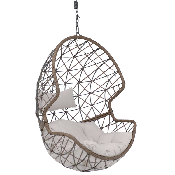 HomeRoots 35" Gray Steel Outdoor Egg Chair - Stylish Ergonomic Comfort for Patios, Sunrooms & Modern Spaces 668922
