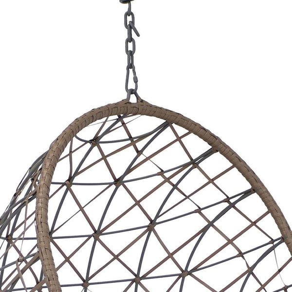 HomeRoots 35" Gray Steel Outdoor Egg Chair - Stylish Ergonomic Comfort for Patios, Sunrooms & Modern Spaces 668922
